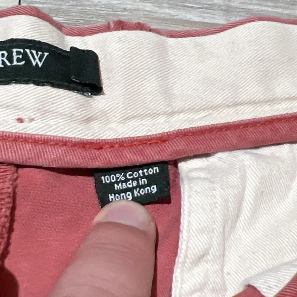 J Crew Mens Chino Pants 34x30 Pink Straight Fit Golf Club / Flag Embroidery